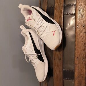 Puma White Sneakers with Black & Pink Details Size 11